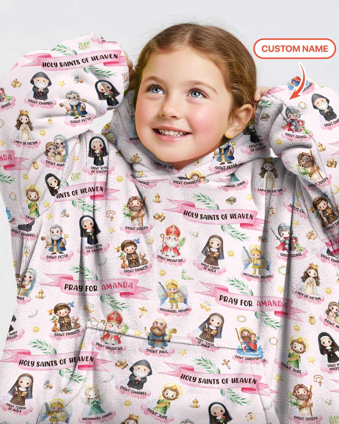 Holy Saints of Heaven Custom Name Blanket Hoodie