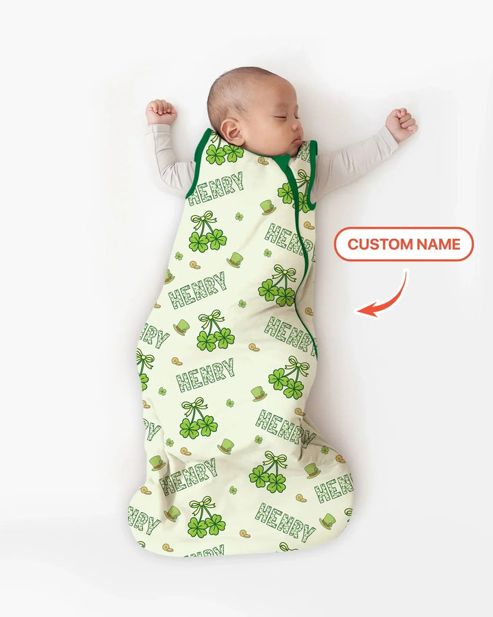 Custom Name Lucky Little Shamrock Sleep Bag