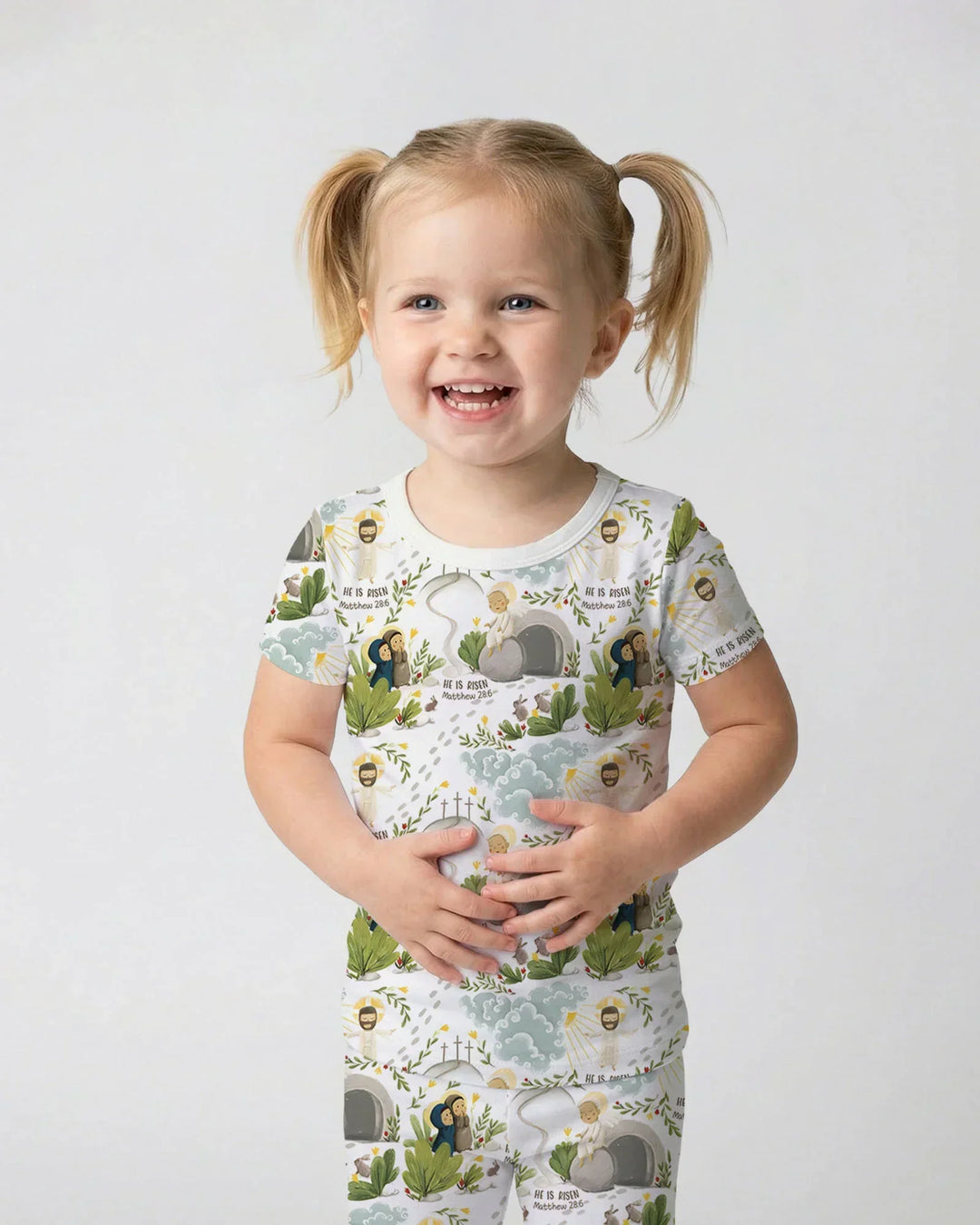 He Is Risen Two Piece Short Sleeve Shorts Pajama Set