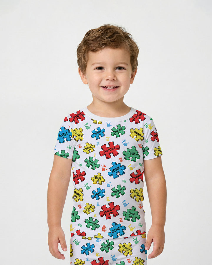 Puzzle You Are Two Piece Short Sleeve Pajama Set