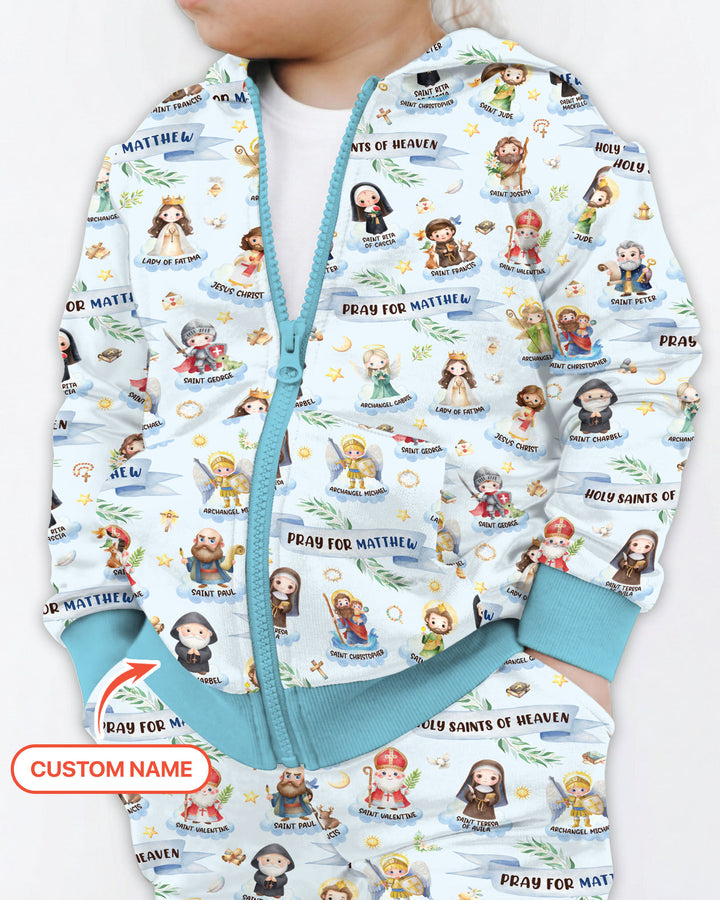 Holy Saints of Heaven Custom Name Zip Hoodie
