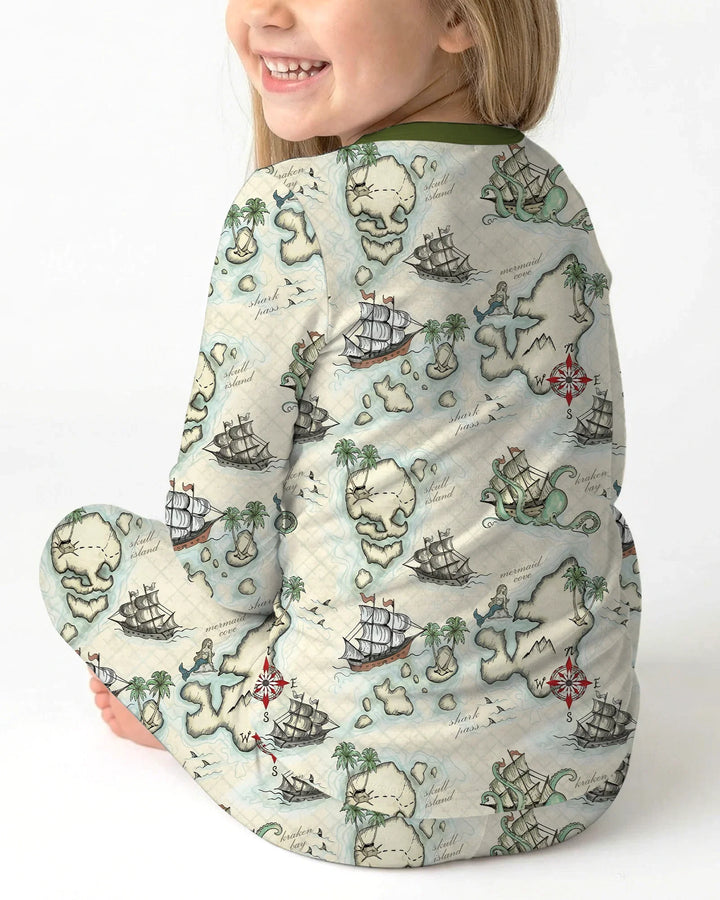 Pirate Treasure Map Quest  Bamboo Two Piece Long Sleeve Pajama Set