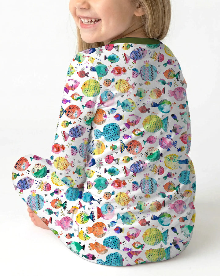 Rainbow Reef Fish Bamboo Two Piece Long Sleeve Pajama Set