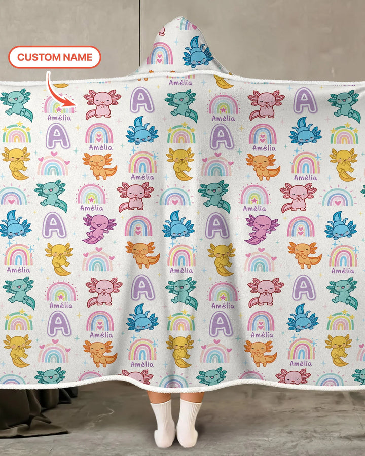 Axololt Custom Name Wearable Hooded Blanket