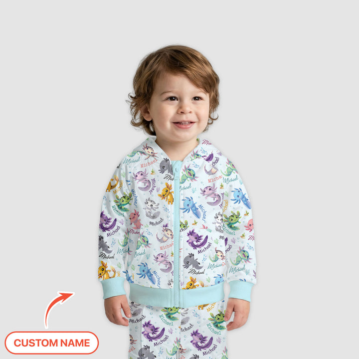 I Love You Axolotl Custom Name Zip Hoodie