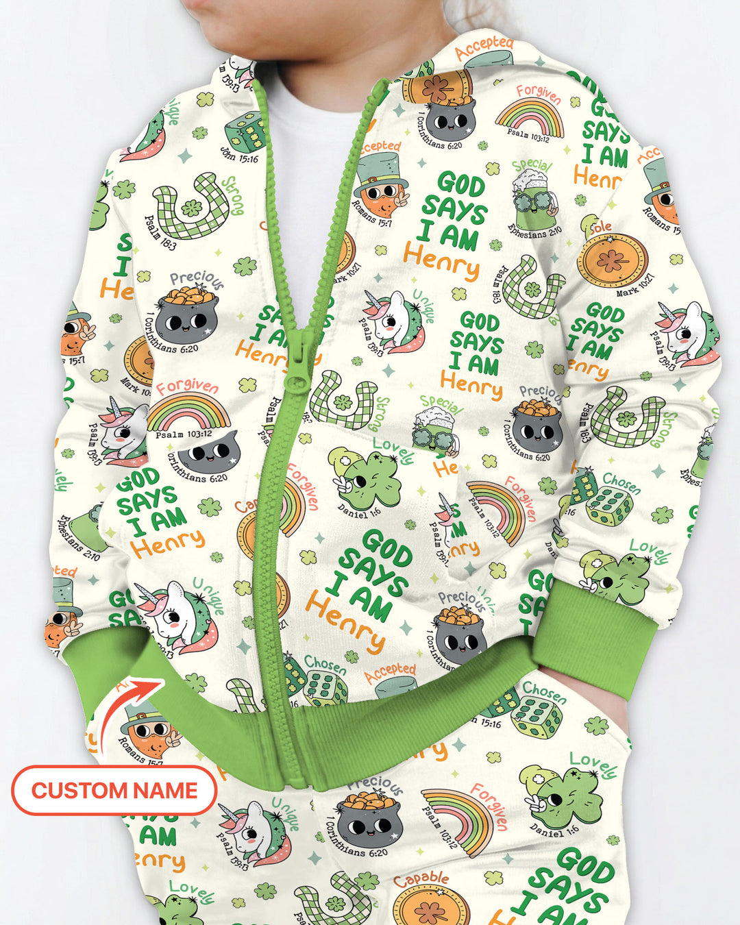 Personalized God Says I Am St. Patrick's Day Family Matching Zip Hoodie