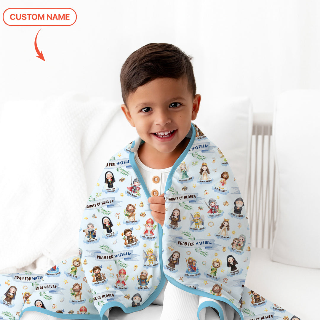 Holy Saints of Heaven Custom Name Toddler Blanket