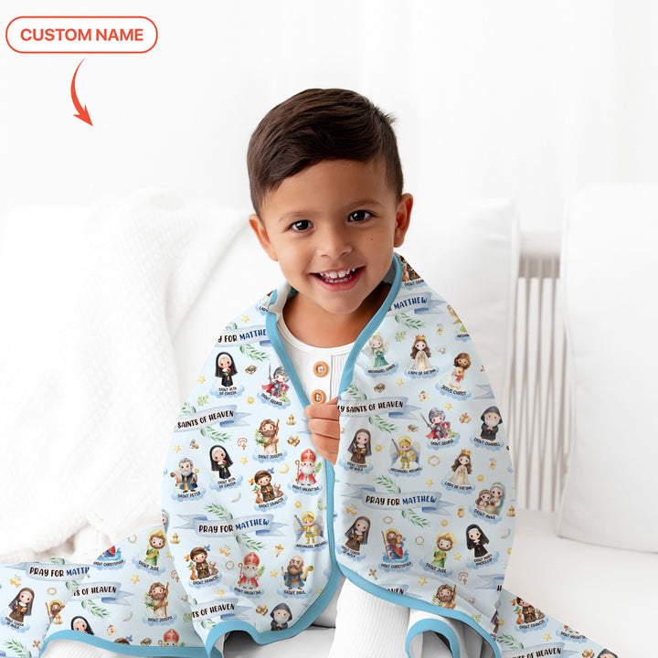 Holy Saints of Heaven Custom Name Toddler Blanket