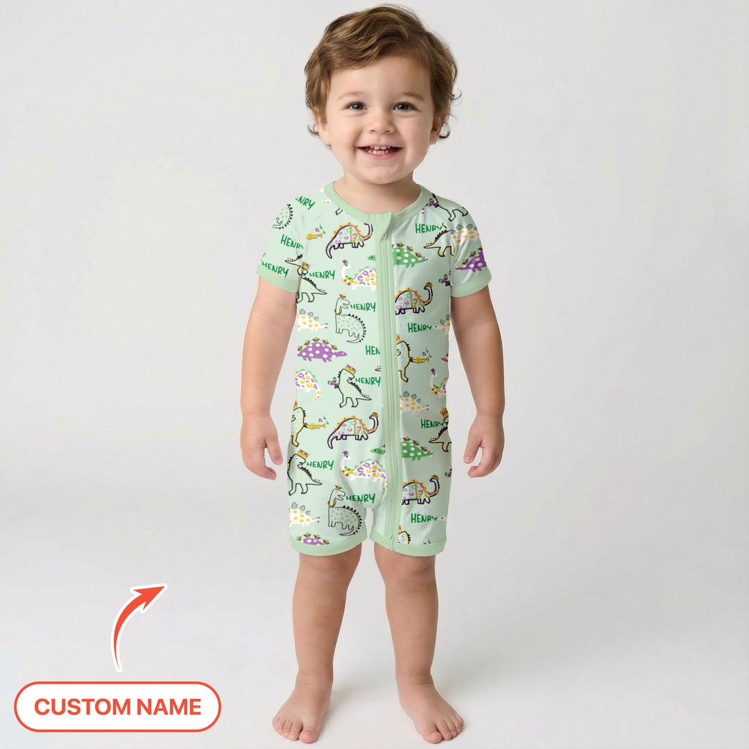 Custom Name Mardi Gras Saurus Shorty Zippy