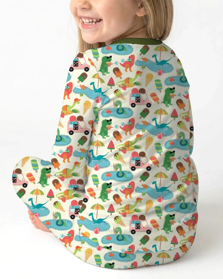 Conjunto de Pijama de Dos Piezas de Bambú de Manga Larga Dino Summer Splash