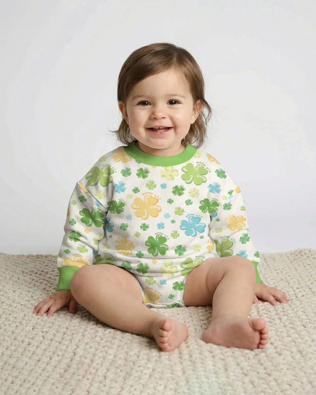 Shamrocks Print St. Patrick's Day Bubble Romper