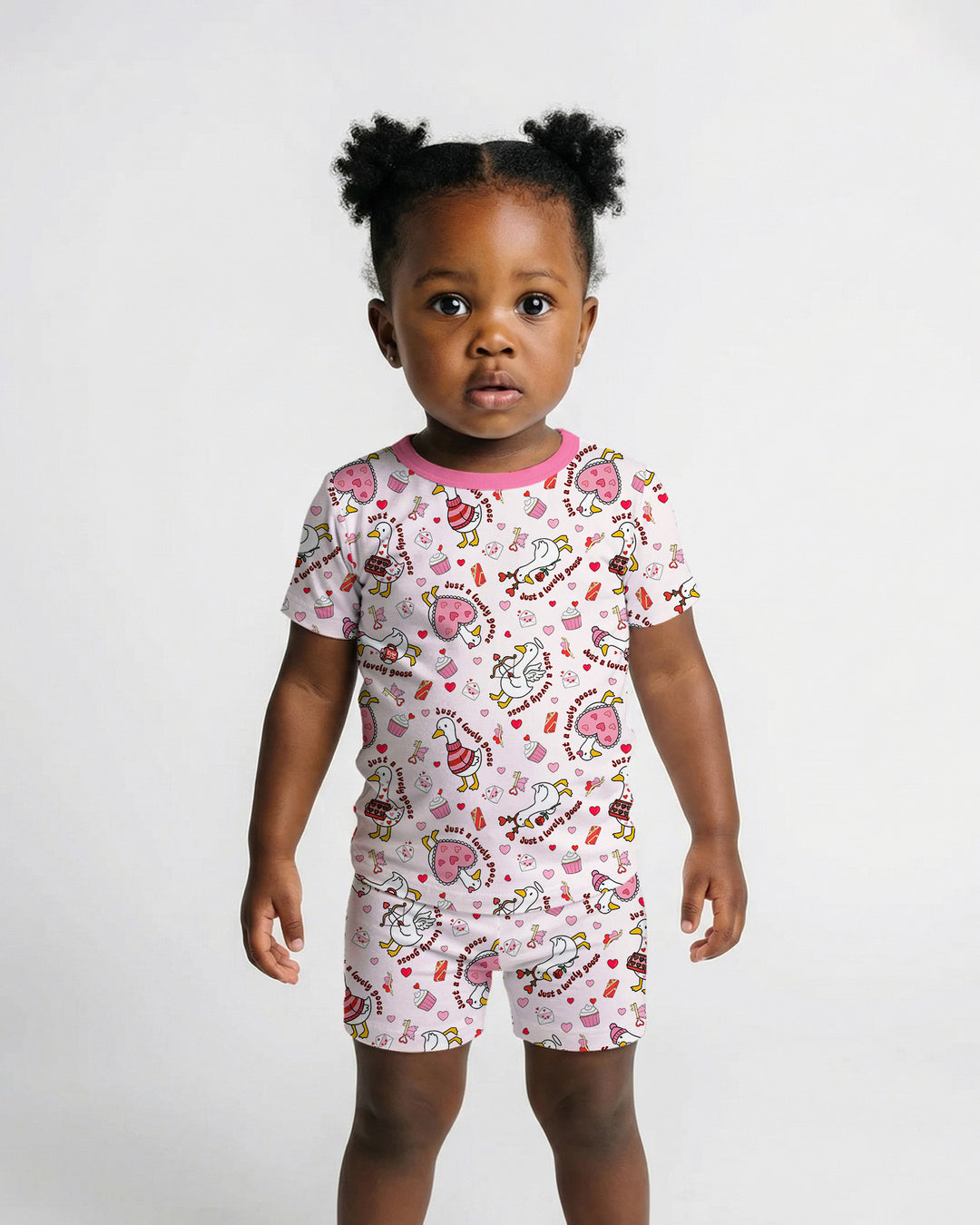 Valentine Silly Goose Two Piece Short Sleeve Shorts Pajama Set