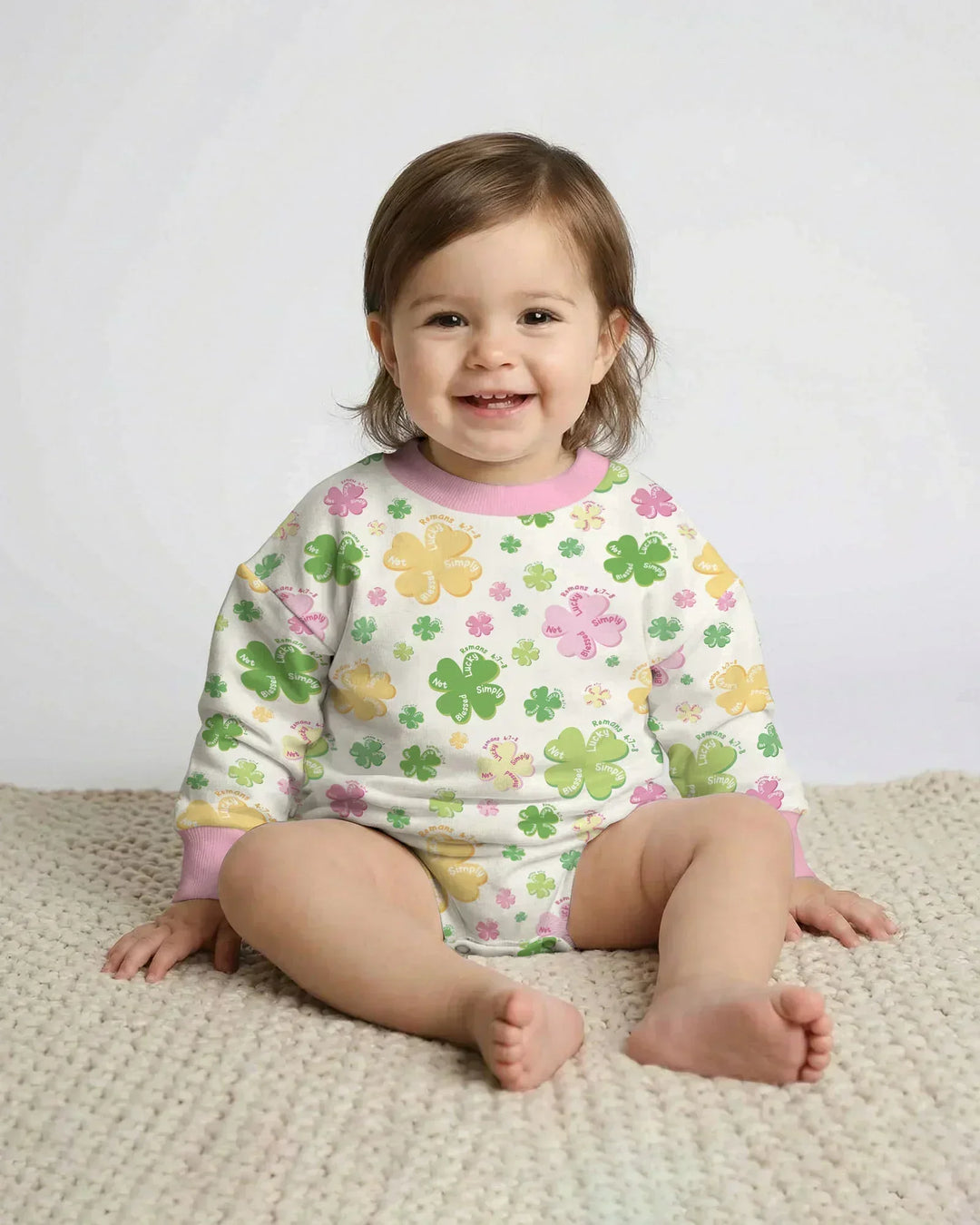 Shamrocks Print St. Patrick's Day Bubble Romper