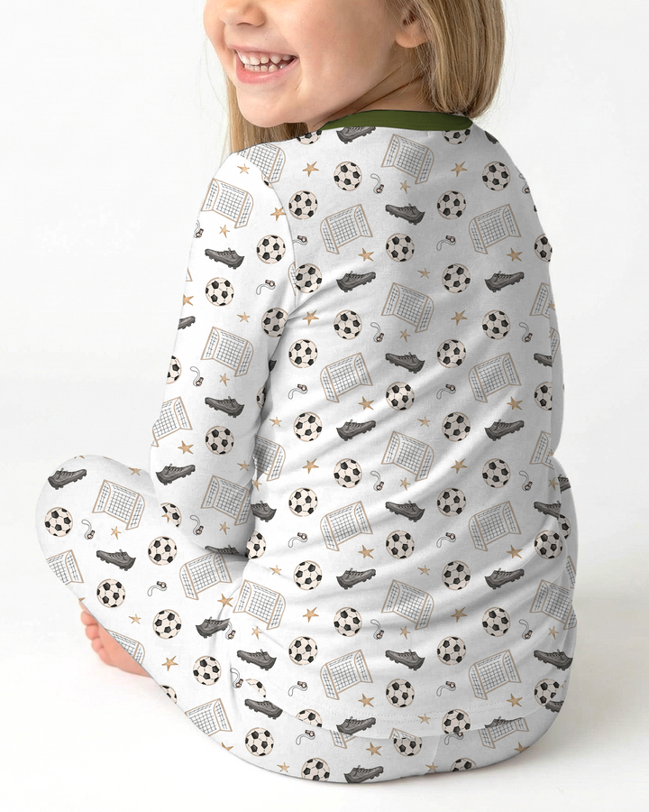 Little Soccer Star Bamboo Two Piece Long Sleeve Pajama Set