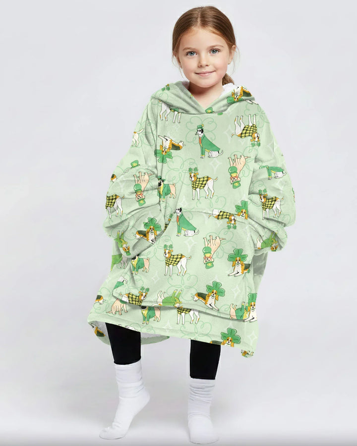 St. Patrick's Day Puppies Wearable Blanket Hoodie