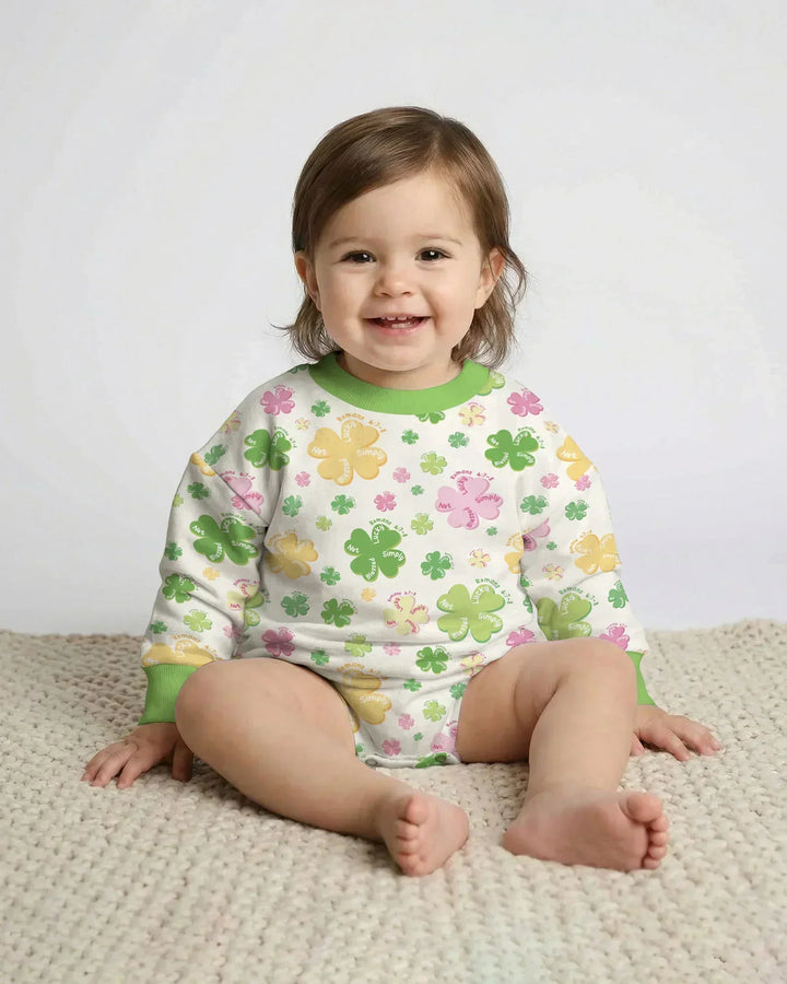 Shamrocks Print St. Patrick's Day Bubble Romper