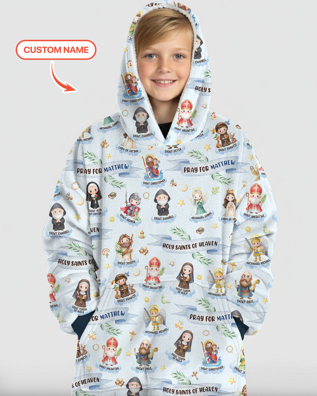 Holy Saints of Heaven Custom Name Blanket Hoodie