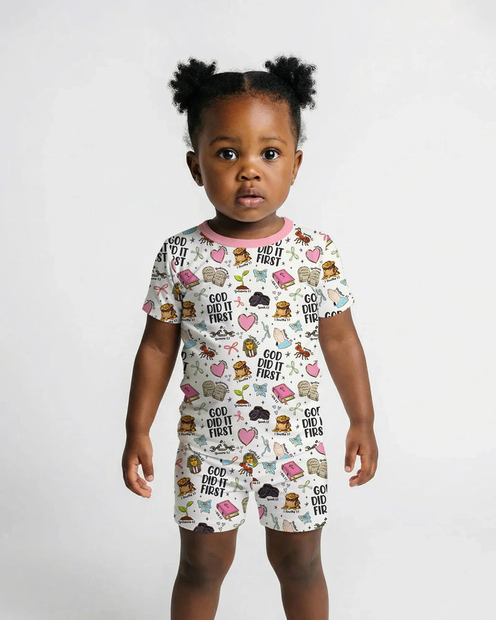 God Did It First Two Piece Short Sleeve Shorts Pajama Set