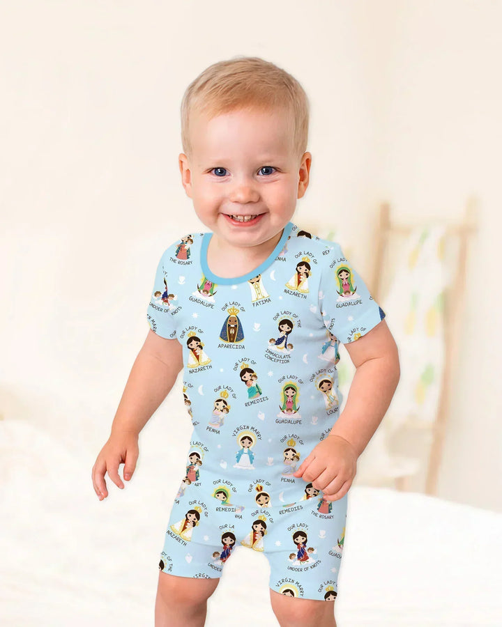 Little Marian Blessings Two Piece Short Sleeve Shorts Pajama Set