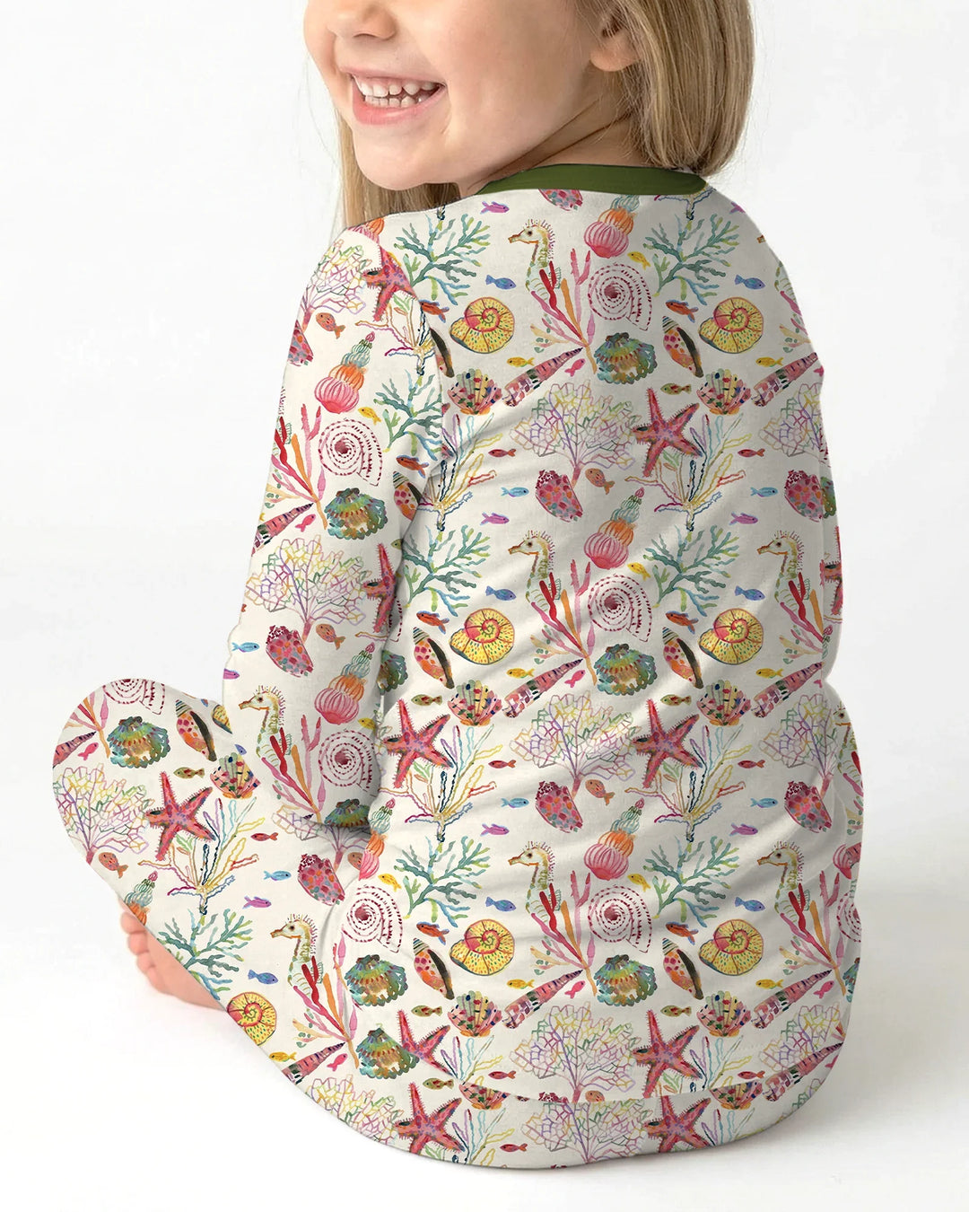 Tropical Reef Whimsy  Bamboo Two Piece Long Sleeve Pajama Set