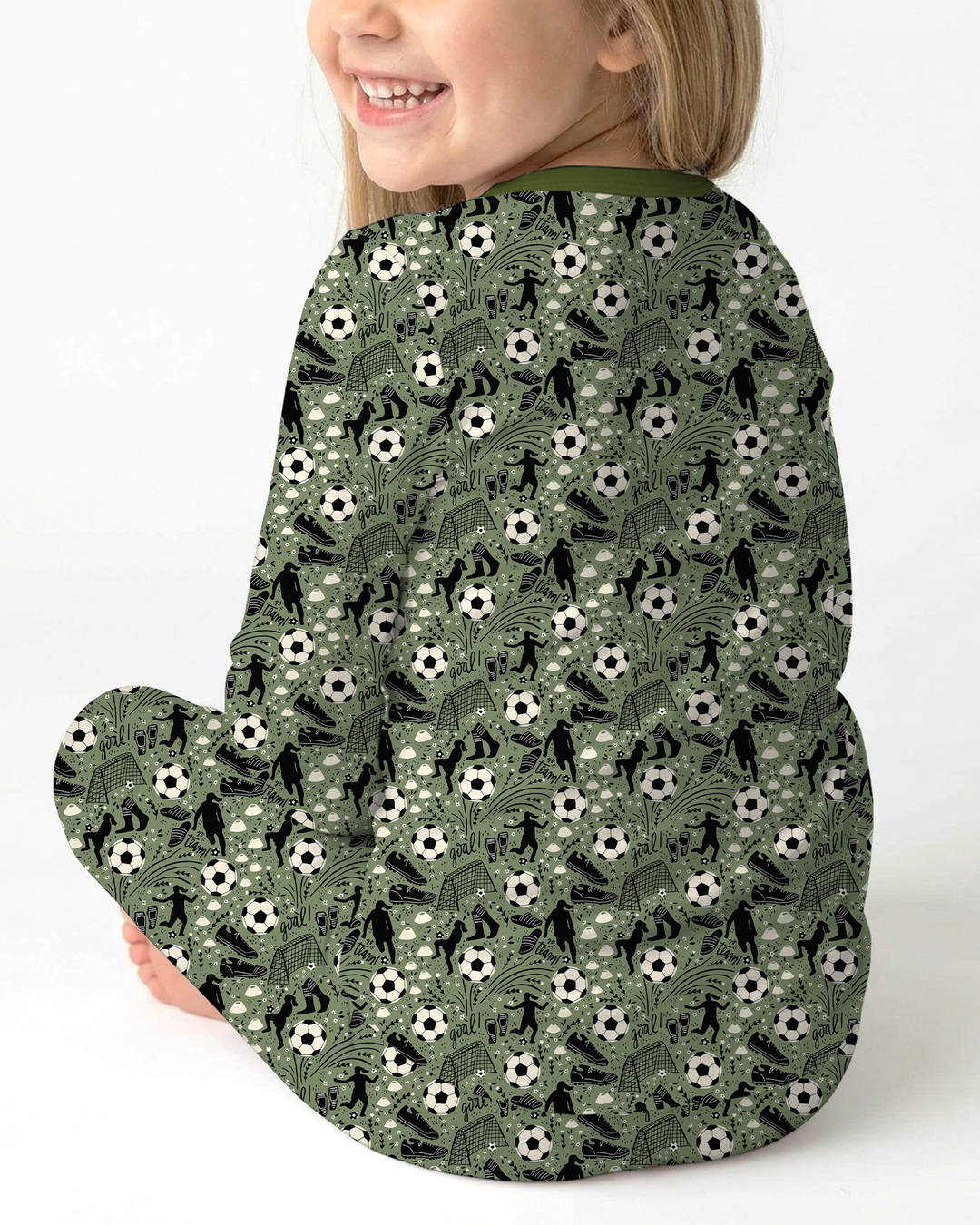 Sage Green Soccer Dreams Bamboo Two Piece Long Sleeve Pajama Set