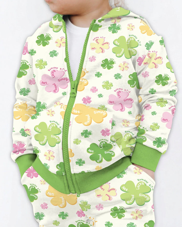 Shamrocks Print St. Patrick's Day  Zip Hoodie