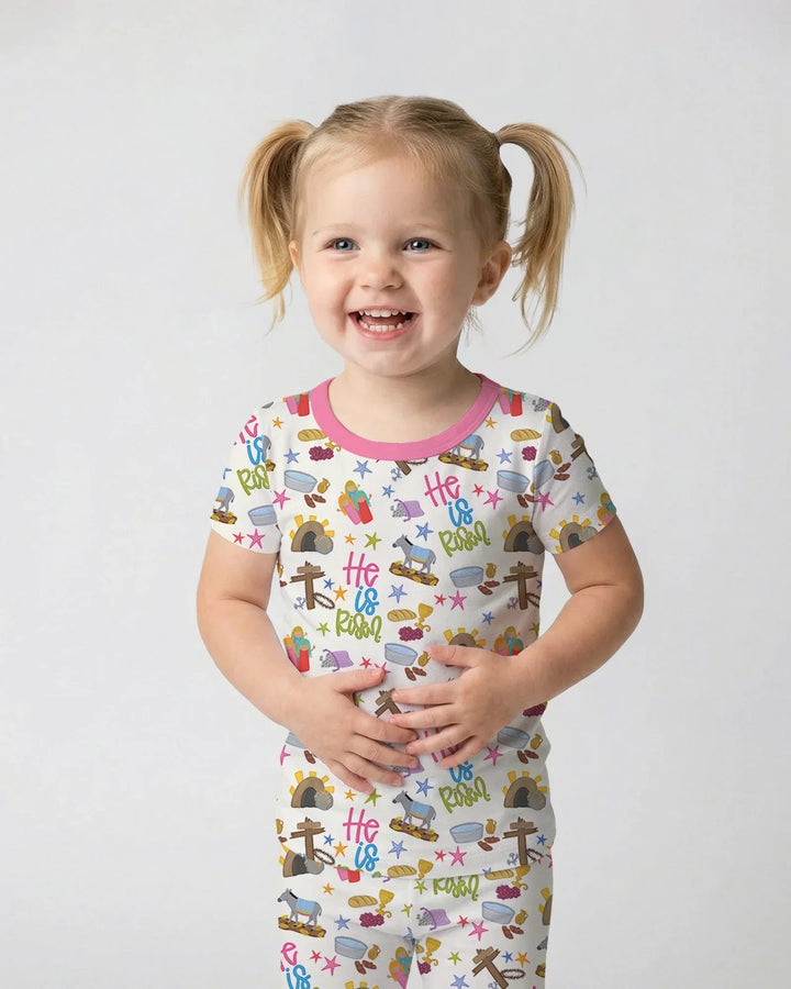 Bible Story Easter Family Matching Two Piece Short Sleeve Pajama Set