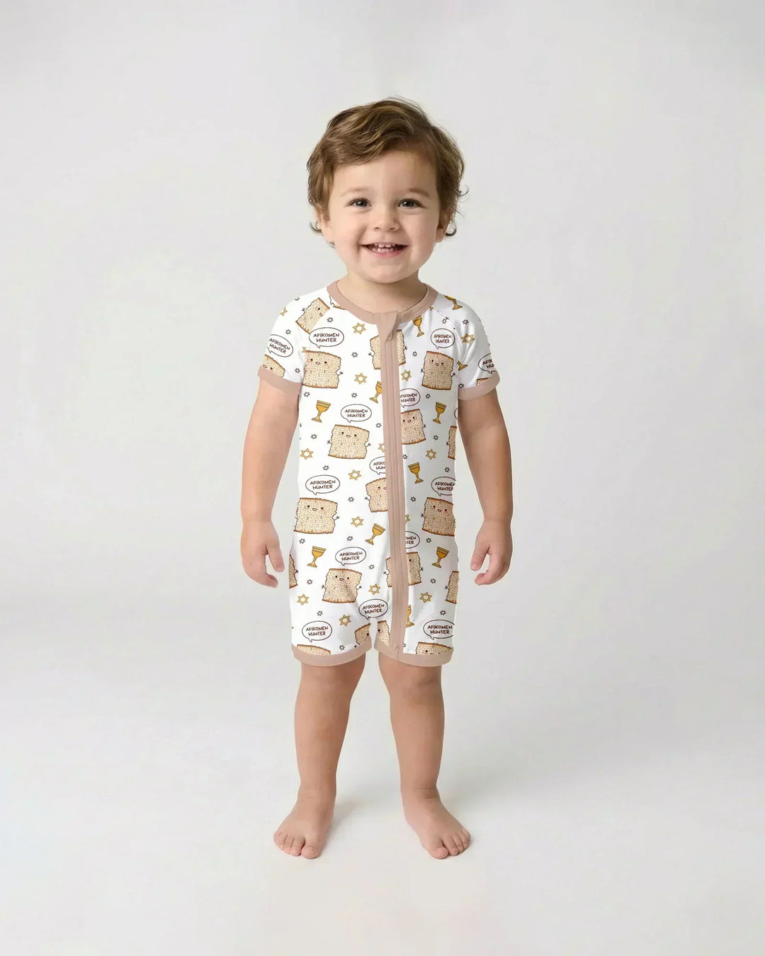 Pijama Corto con Cremallera de Bambú "Cazador de Afikoman"