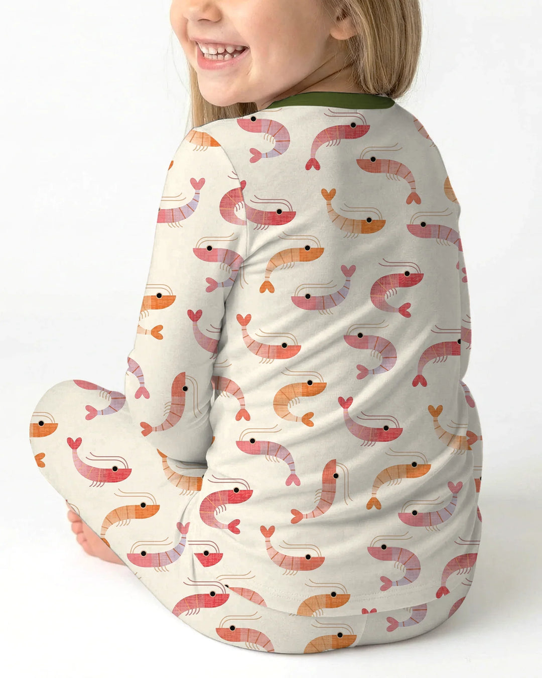 Sweet Shrimp Parade  Bamboo Two Piece Long Sleeve Pajama Set