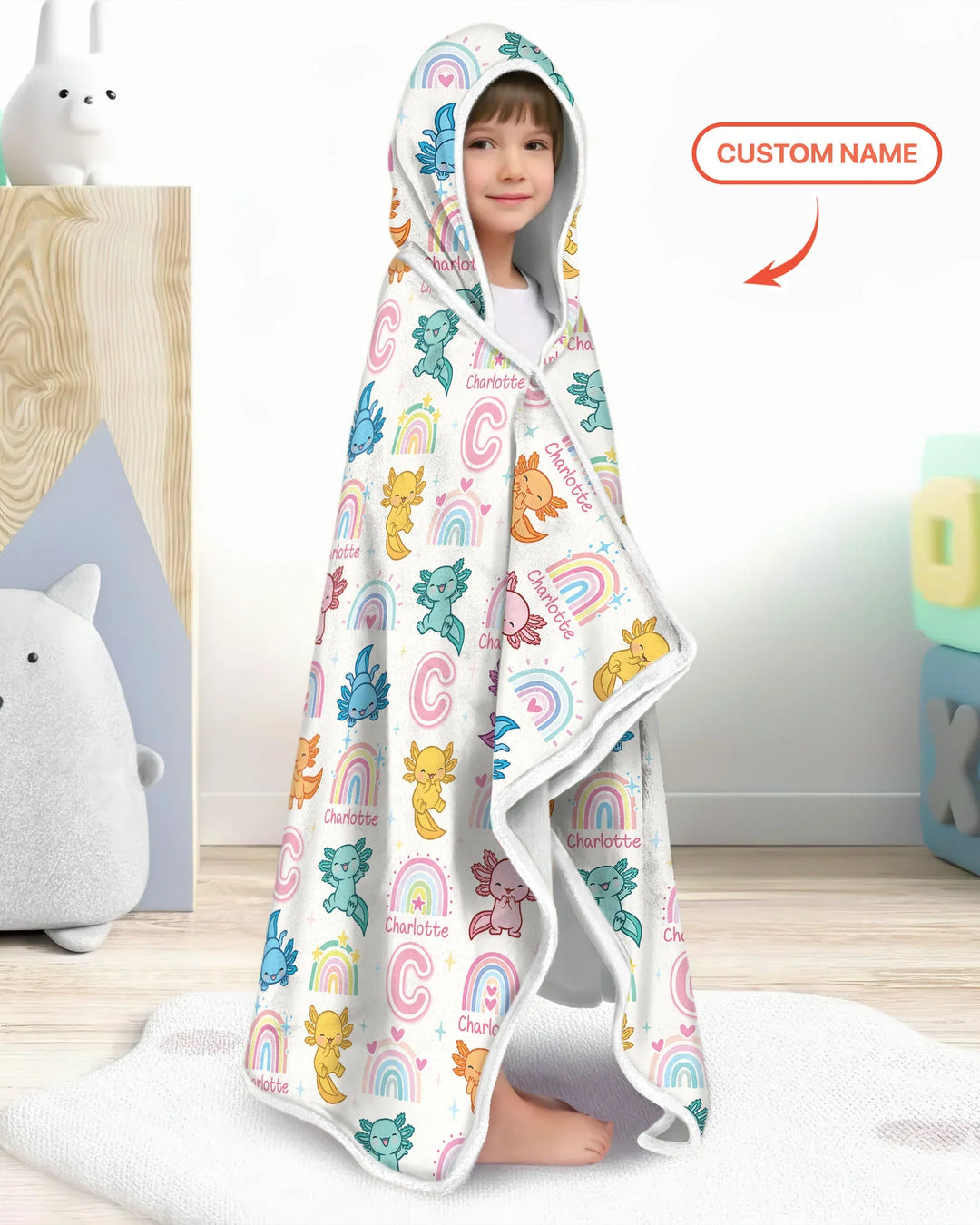 Axololt Custom Name Wearable Hooded Blanket