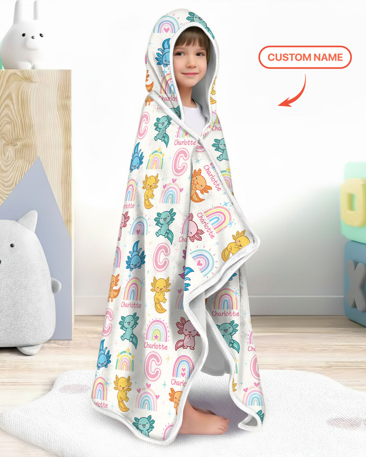 Axololt Custom Name Wearable Hooded Blanket