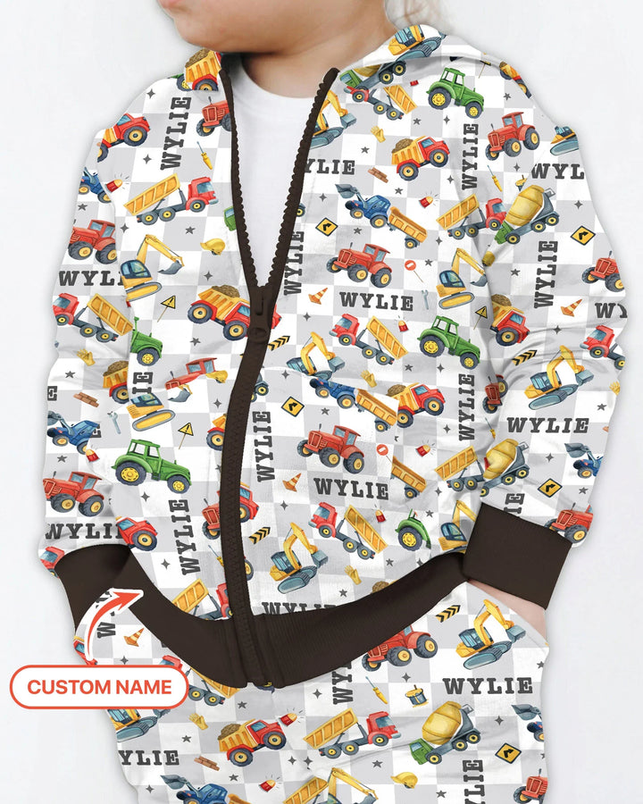 Under Construction Custom Name Zip Hoodie