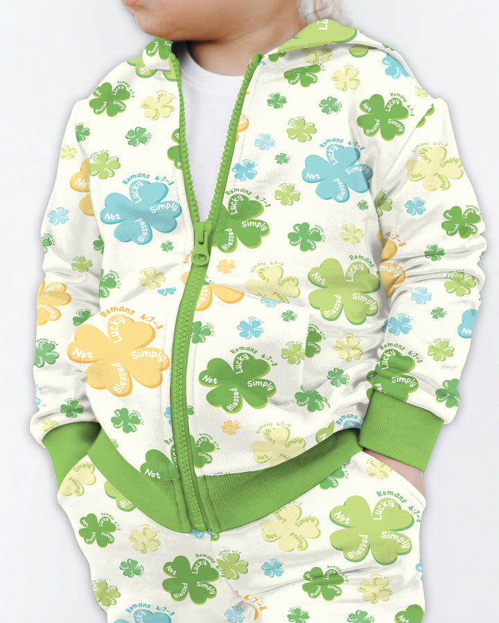 Shamrocks Print St. Patrick's Day  Zip Hoodie