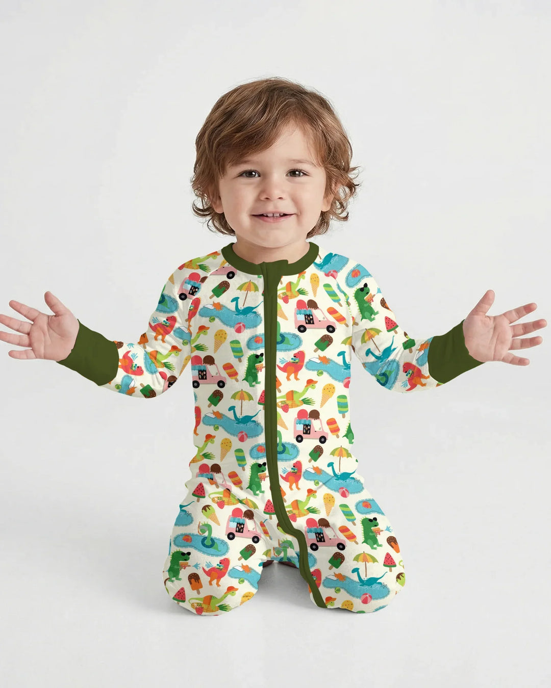 Pijama Dino Summer Splash Bamboo Convertible con Cremallera