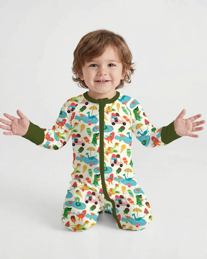 Pijama Dino Summer Splash Bamboo Convertible con Cremallera