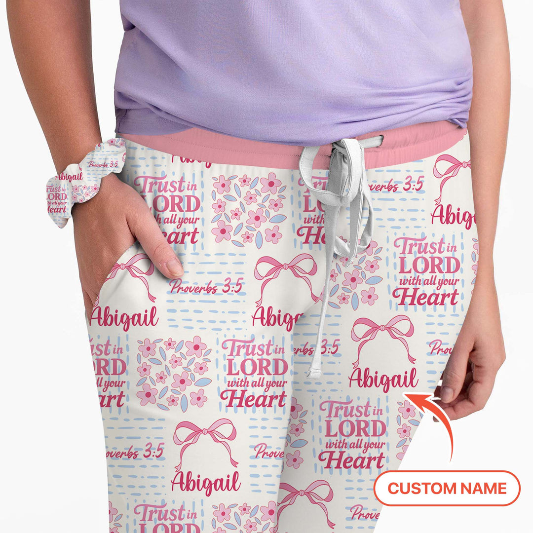 Trust The Lord With All Your Heart Custom Name Women Pajama Set