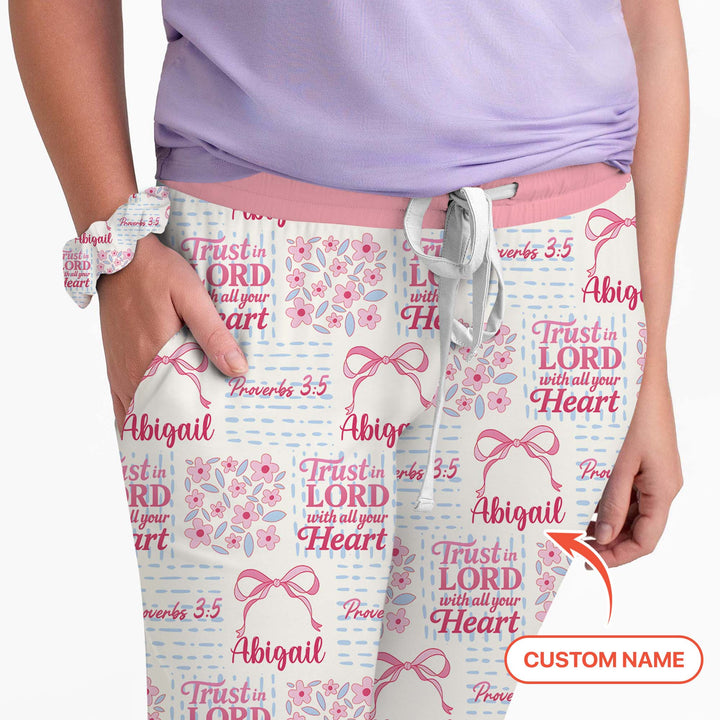 Trust The Lord With All Your Heart Custom Name Women Pajama Set