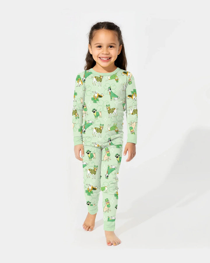 St. Patrick's Day Puppies Two Piece Long Sleeve Pajama Set
