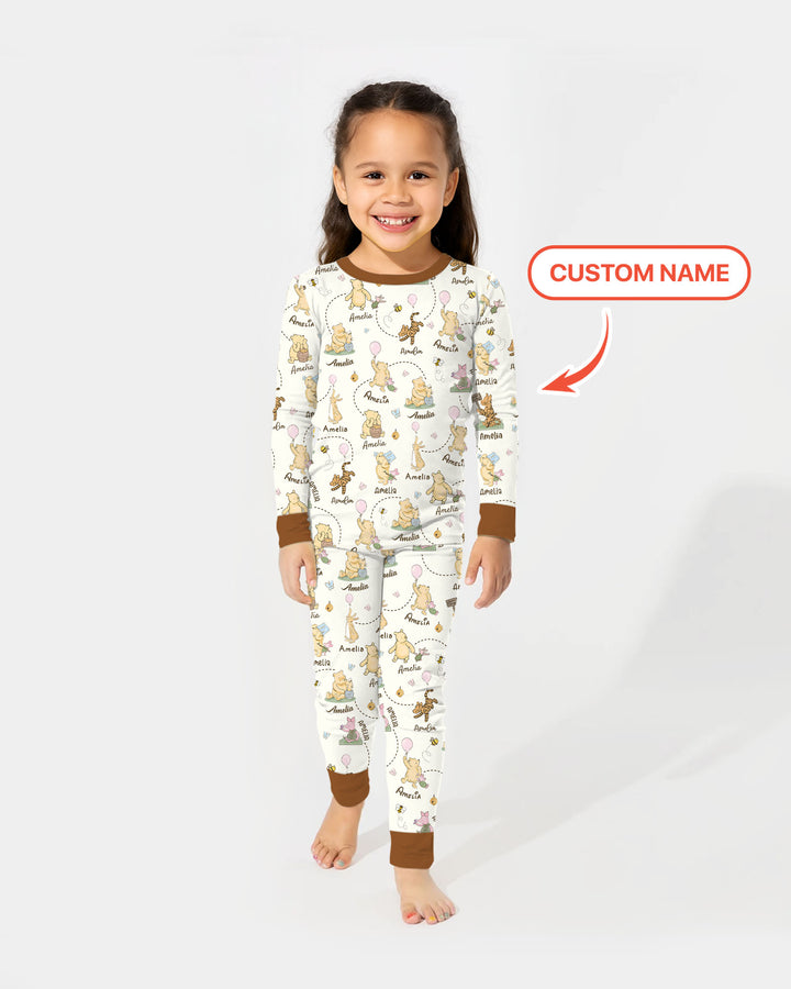 Once Upon A Bear Custom Name Two Piece Long Sleeve Pajama Set