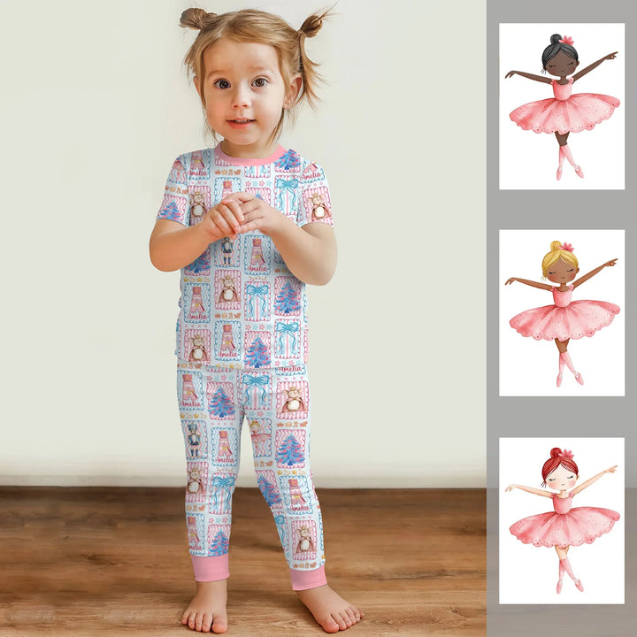 Custom Name Nutcracker Wonderland Two Piece Short Sleeve Pajama Set