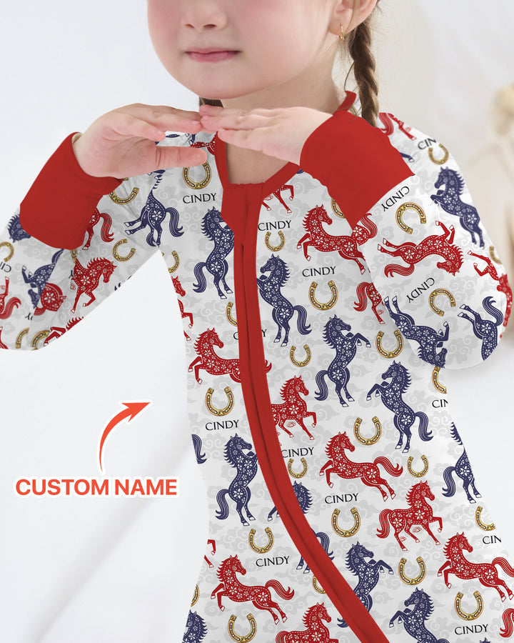 Custom Name Chinoiserie Horses Convertible Zippy