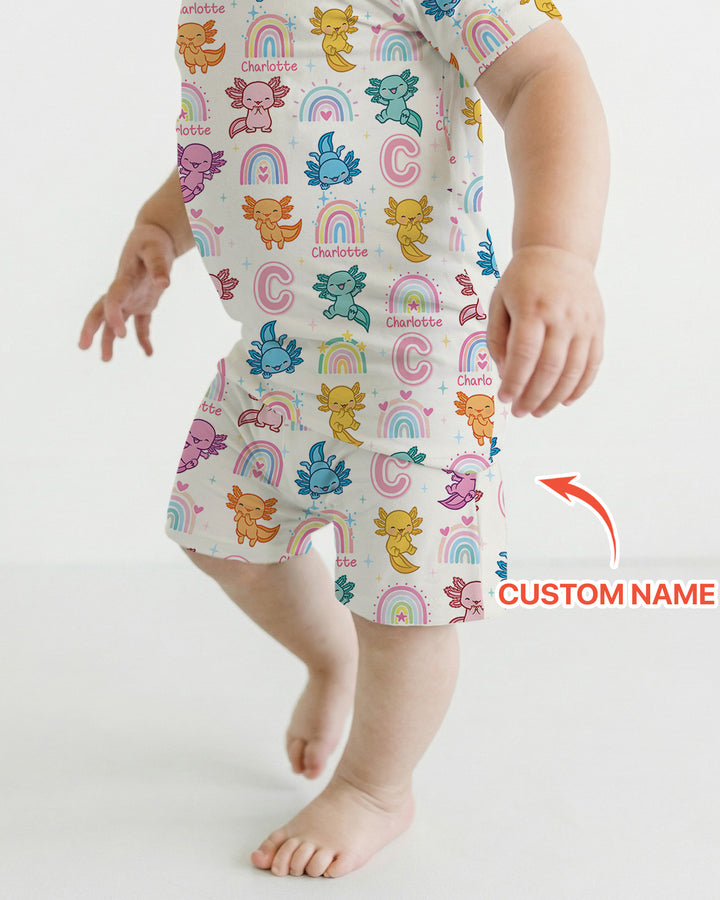 Axololt Custom Name Two Piece Short Sleeve Shorts Pajama Set