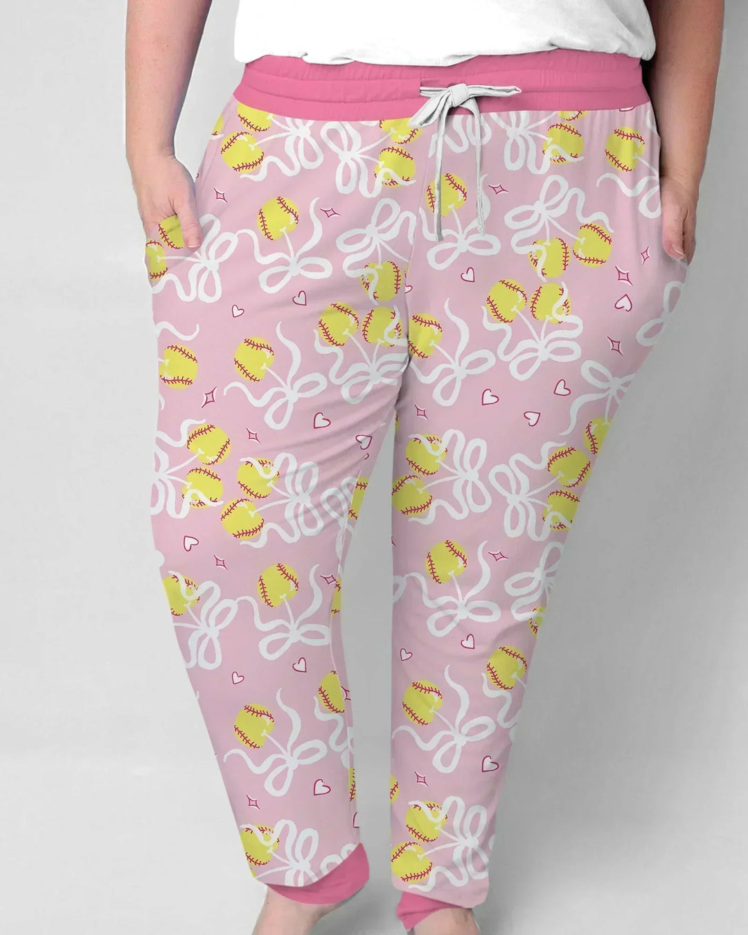 Softball Cherry Mom And Girl Matching Bamboo Women Pajama Set