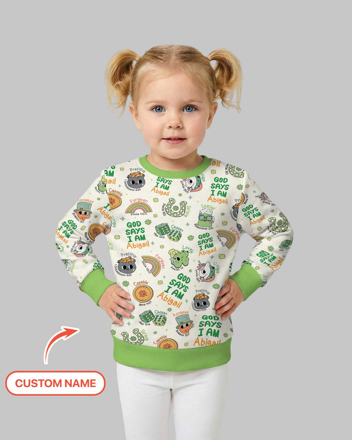 Personalized God Says I Am St. Patrick's Day Family Matching Crewneck Sweatshirt