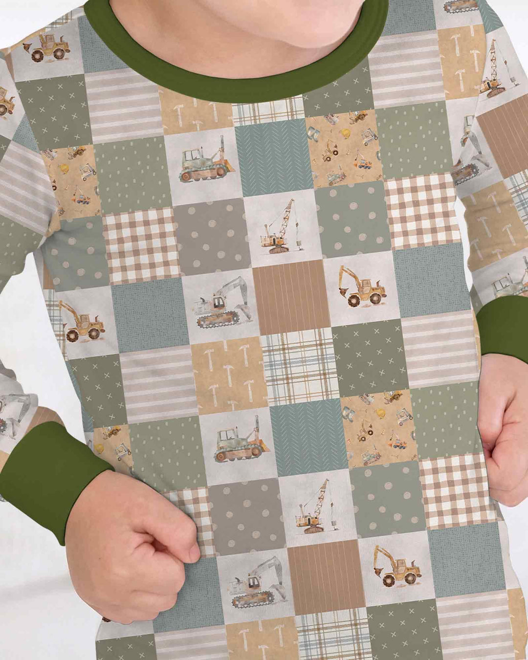 Construction Trucks Bamboo Two Piece Long Sleeve Pajama Set