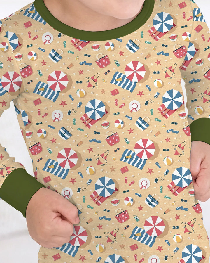 Sunny Beach Day Essentials Bamboo Two Piece Long Sleeve Pajama Set