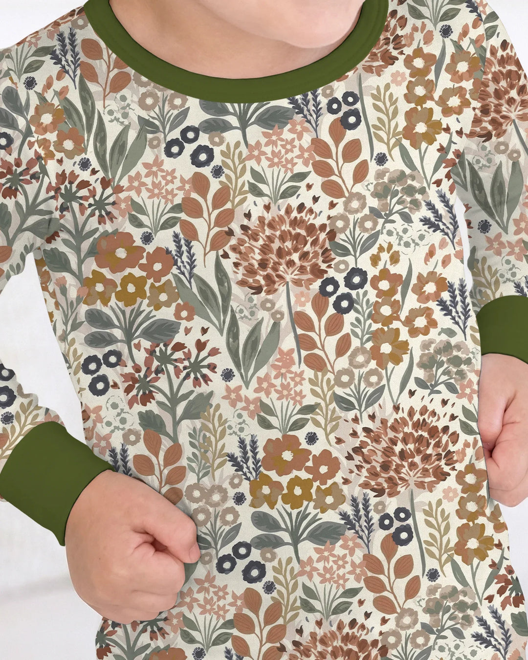 Conjunto de pijama de dos piezas de manga larga de bambú Autumn Meadow Botanicals