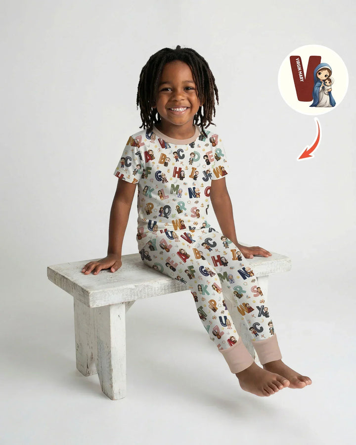 Catholic Saint ABCs Two Piece Short Sleeve Pajama Set