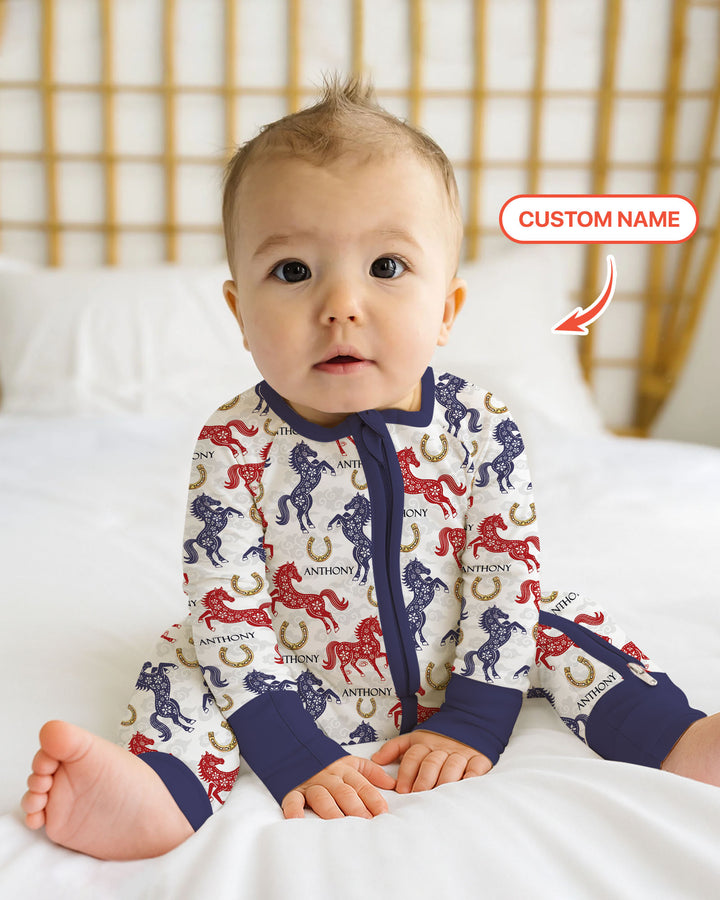 Custom Name Chinoiserie Horses Convertible Zippy