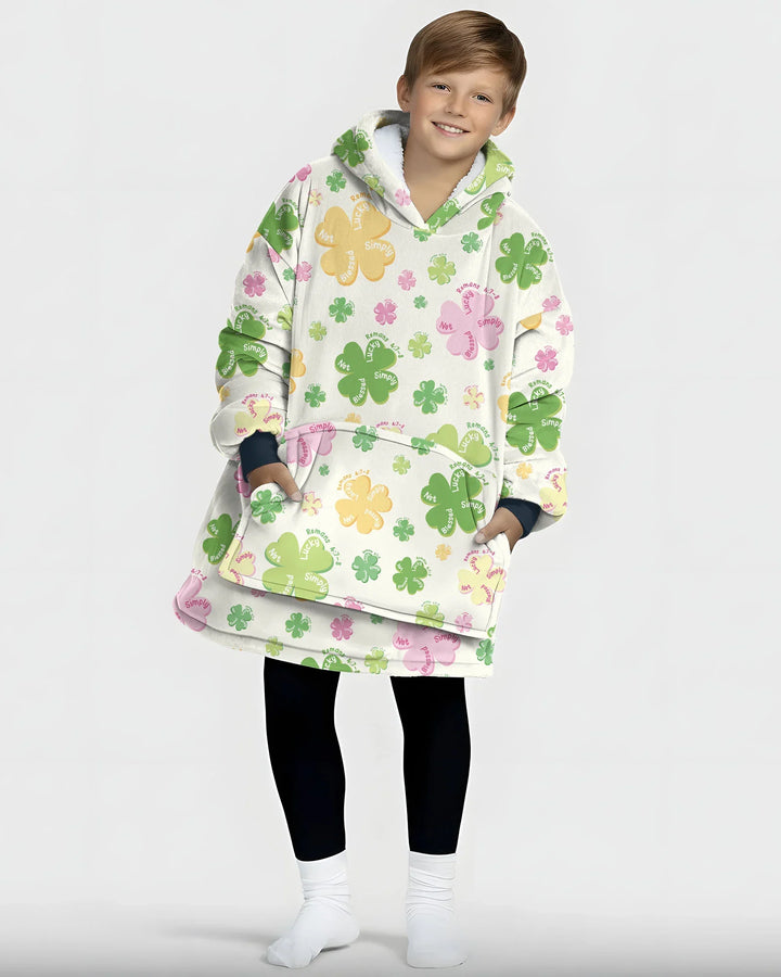 Shamrocks Print St. Patrick's Day Wearable Blanket Hoodie